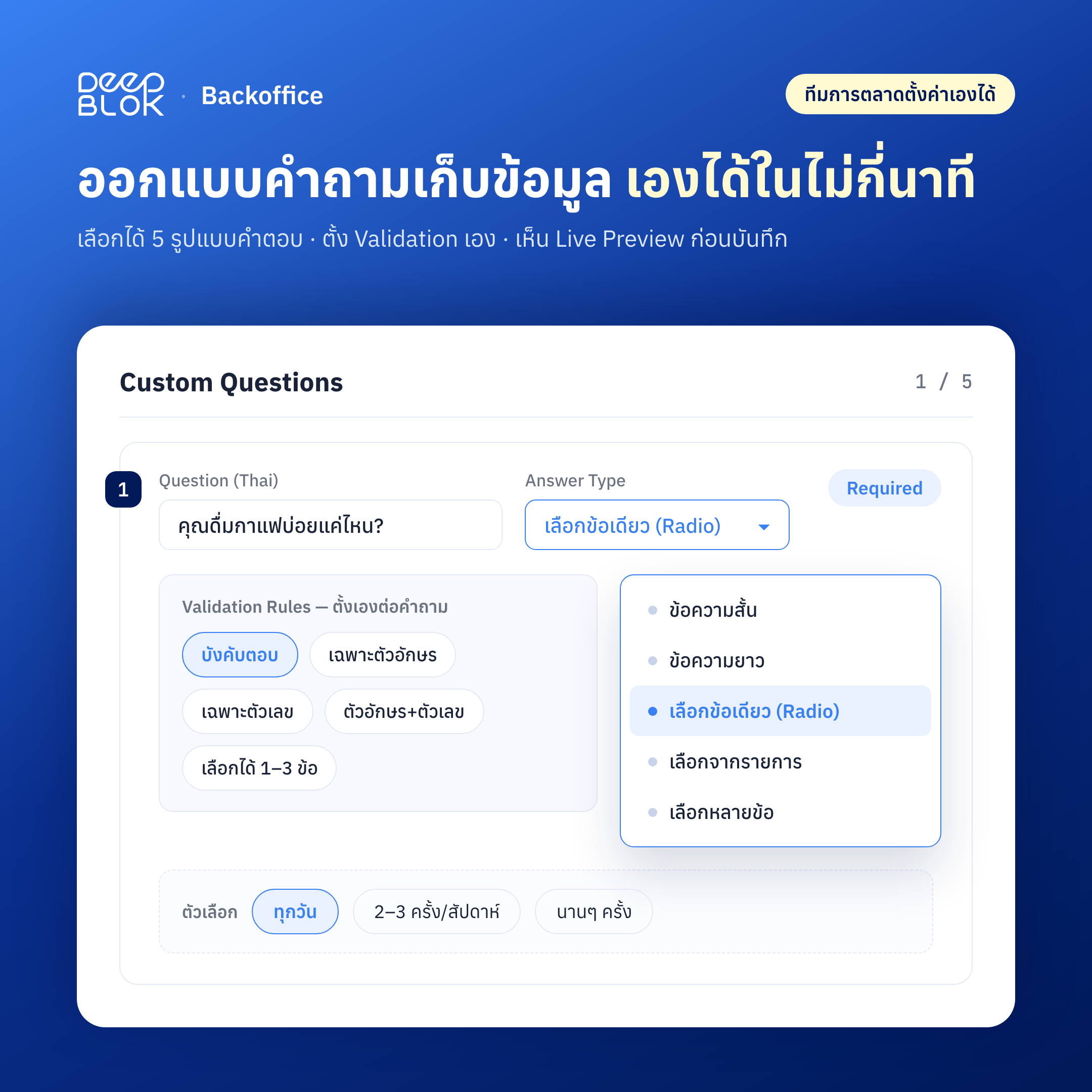 Register Form Management — ตั้งคำถามฝั่ง Backoffice