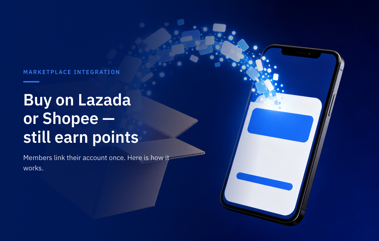 Connect marketplace stores to the loyalty program — buy on Lazada or Shopee and still earn points